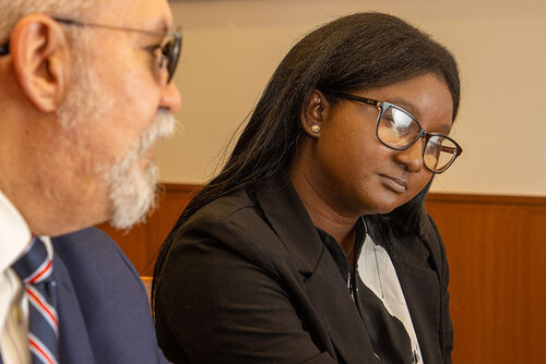 Photo of lawyer in courtroom