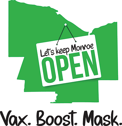 Let's Keep Monroe OPEN; Vax. Boost. Mask.