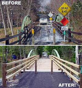 Before and after pictures of the Stuart Road Bridge.