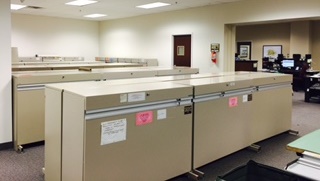 The file cabinets that hold Monroe county records.